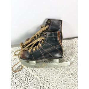 Vintage Children's Ice‎ Skates 7" black antique Christmas Winter Decor Vignette